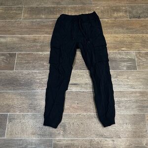 H&M Black Cargo Athletic Sport Stretch jogger pants Small